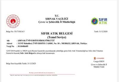 Üniversitemiz Sıfır Atık Belgesi Almaya Hak Kazandı